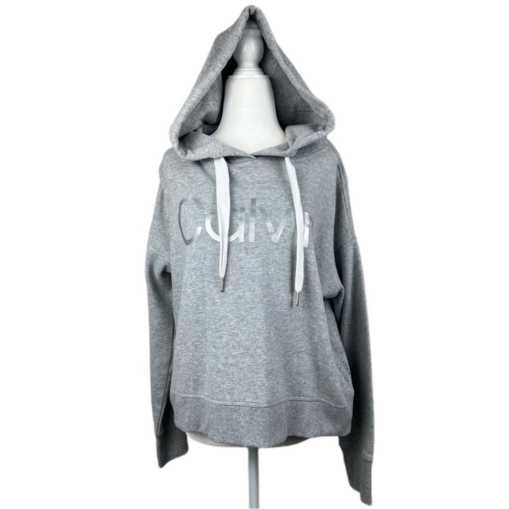 Calvin Klein Performance Logo Gray Pull Over Hoodie Size Medium